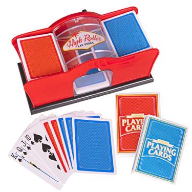 Imagem de Crazy Games Embaralhador de Cartas Deluxe com 2 Baralhos para Blackjack, Uno, Poker, Rummy, War, Texas Hold 'Em, PLO, Omaha, Stud