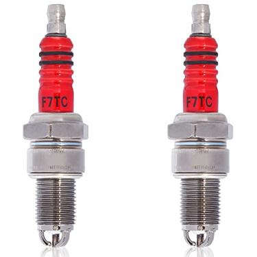 Imagem de SOAJEE 2 peças 3 eletrodos Vela de ignição para F7TC GX120 GX160 GX200 GX240 GX270 GX340 GX390 Gerador Cortador de grama Trator Rototiller Bomba de água Go Kart Mini Bike Lavoura Máquina de polimento 168F 168FA 168FB