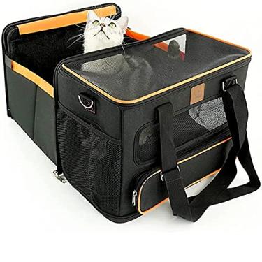 Imagem de Bolsa Pet Luxo Expansível Transporte Cães Gatos Avião Carro