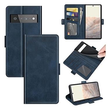 Imagem de YUNCHAO Caixa de telefone Para o Google Pixel 6 Pro Dual-late Magnetic Buckle Horizontal Flip Leather Case com titular e slots de cartão e carteira capa para celular