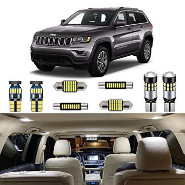 Imagem de AUTOGINE Kit de lâmpadas de LED interiores brancas de 15 peças para Jeep Grand Cherokee 2011 2012 2013 2014 2015 2016 2017 2018 2019 2020 Super Bright 6000K interior de lâmpadas de LED pacote + ferramenta de instalação