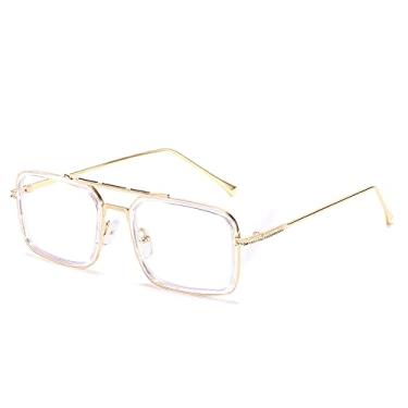 Imagem de Óculos de Sol Clássico Steampunk Polarizado Masculino Feminino Designer Vintage Squre Metal Óculos de Sol UV400, C10 Ouro Transparente, OUTRO