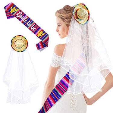 Imagem de Sombrero Veil Bachelorette, Final Fiesta Wedding Veil Bachelorette Party Decorations, Bride to Be Satin Sash, Mexican Theme Bridal Shower Party Favor, Bachelorette Party Veil for Bride