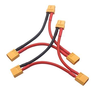 Imagem de Pacote com 2 adaptadores de cabo de silicone macio ShareGoo 100 mm XT60 XT-60 série serial 12AWG para carregador de bateria RC Lipo, 1 plugue XT60 fêmea para 2 conectores macho XT60