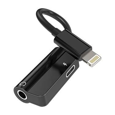 Imagem de Adaptador de fone de ouvido compatível com Lightning para conector de áudio AUX de 3,5 mm e divisor de fone de ouvido dongle para carregador compatível com iPhone 11 12 para iPad, conector de