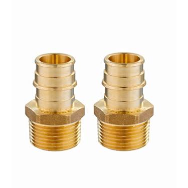Imagem de EFIELD (pacote com 2) Adaptador NPT macho Pex A com encaixe de expansão de fluxo total 2,5 cm x 2,5 cm, F1960 sem chumbo - 2 peças