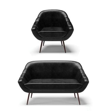 Imagem de 01 Namoradeira 02 Lugares E 01 Poltrona Corano Cor Preto