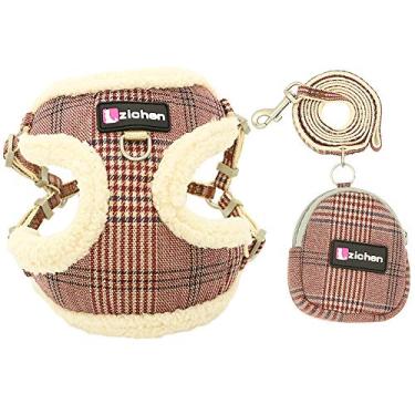 Imagem de Yajun Colete de arnês para cães de estimação colete ajustável de flanela macia roupas para passear cães pequenos gatos arnês à prova de fuga para caminhar, vermelho, M