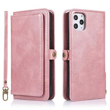Imagem de Capa carteira flip para iphone 14 13 12 mini 11 pro max se 2020 2022 xs xr x 6 6s 7 8 plus slots de cartão magnético capa de telefone, rosegold, para iphone x xs