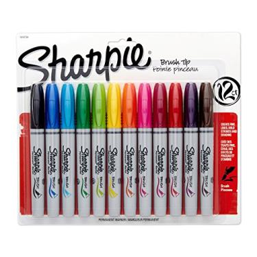 Imagem de SHARPIE Marcador Permanente, Paper Mate, Brush Tip, 12 Cores, Multicor, 12-Count, FBA_1810704