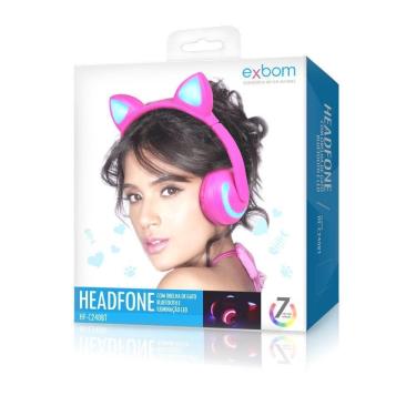 Fone De Gatinho Rosa Com Orelhinha Led Bluetooth - Cat 23 - Fone de Ouvido  Bluetooth - Magazine Luiza