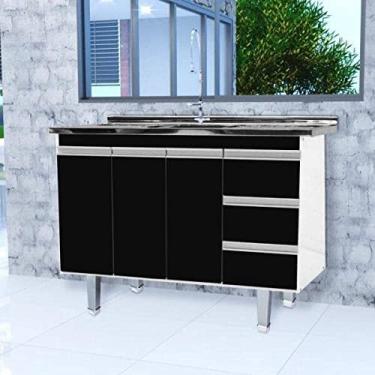 Imagem de Balcão de Cozinha sem Tampo 3 Portas 3 Gavetas Móveis Bonatto Branco/preto