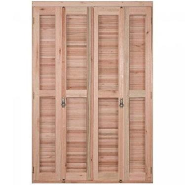 Imagem de Porta Janela com Veneziana Pantográfica e Caixilhos 213x120cm Rondosul Natural