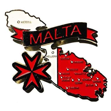 Imagem de Imã Malta – Imã Mapa Malta Bandeira Cidades Símbolos - Mapa Mundi Magnético - Imã Geladeira Malta