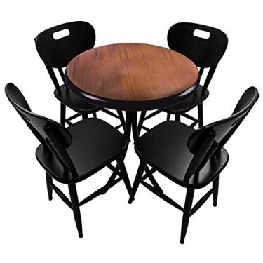 Imagem de Mesa de madeira preta redonda pequena com 4 cadeiras - Empório Tambo