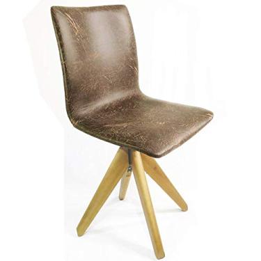 Imagem de Cadeira de JANTAR Amanda Nobuk Marrom base giratória madeira maciça - Poltronas do Sul