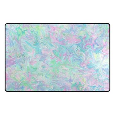 Imagem de ColourLife Tapete leve antiderrapante, tapete macio, tapete decorativo, para quarto de crianças, sala de estar, 152 x 99 cm, colorido pastel