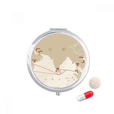 Imagem de Caixa de comprimidos com bolso "Along The Way to The Silk Road Mapa", caixa de armazenamento de medicamentos