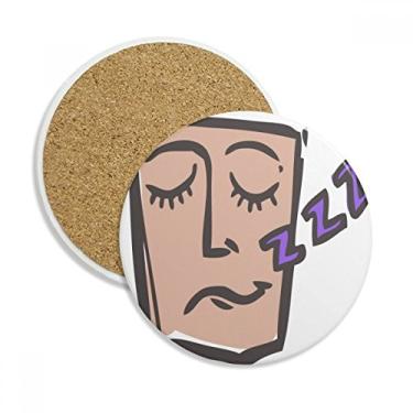 Imagem de Sleep Abstract Face Sketch Happy Coaster Cup Mug Tabletop Protection Absorve Stone