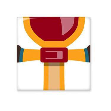 Imagem de Azulejo de cerâmica egípcio vermelho amarelo azul cetro brilhante decalque pedra adorna tijolo vitrificado