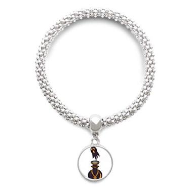 Imagem de DIYthinker Pulseira de prata Hallowmas fantasmas assustadores de Halloween com pingente de corrente ajustável