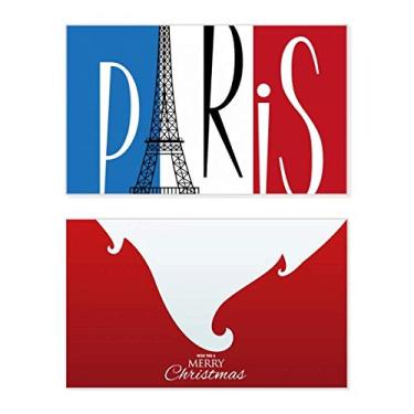 Imagem de Bandeira nacional da França Torre Eiffel Paris Holiday Merry Christmas Cartões de parabéns Mensagem de Natal