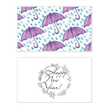 Imagem de Guarda-chuva roxo aquarela chuva, ano novo, festival, cartão de felicitações, mensagem de abençoar presente