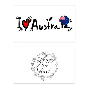 Imagem de I Love Australia Bandeira Mundial Coração Ano Novo Festival Cartão Bless Mensagem Presente