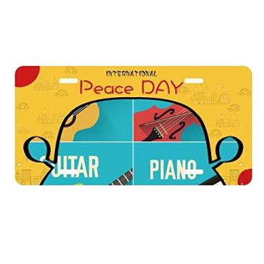 Imagem de DIYthinker Placa de licença com estampa de violino e piano, etiqueta para decoração de carro, dia da paz