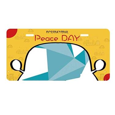 Imagem de DIYthinker Placa de licença com estampa de pombo abstrata origami verde decoração de carro dia da paz