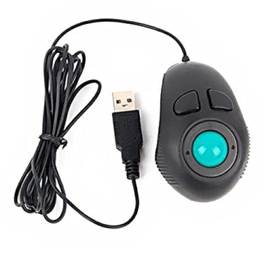 Imagem de Mouse trackball, mouse trackball com fio portátil 4D portátil, mini mouse trackball com fio USB para escritório, , casa, preto