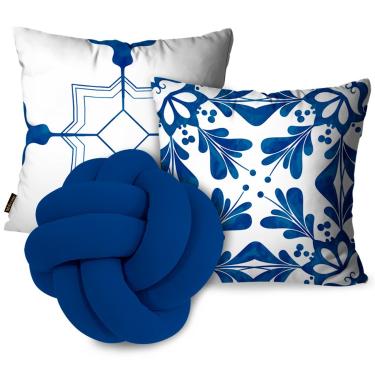 Imagem de Kit Capas para Almofadas Abstratas Com Nó Azul Royal