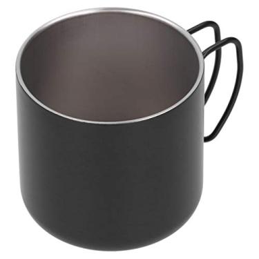 Imagem de Copo de chá, caneca de café, aço inoxidável durável, fácil de limpar, ergonomicamente projetado para bar de escritório em casa 8,8 x 8,5 cm (preto)