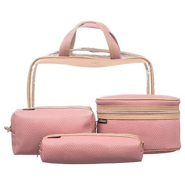 Imagem de Necessaire Feminina Viagem 4 Peças Frasqueira Estilo / 022 Lisa Rose