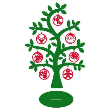 Imagem de Árvore Verde Com Bolinhas De Natal 28cmx40cm - Cria Arte Laser Verde