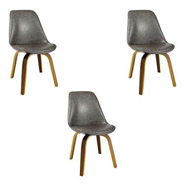 Imagem de Kit 3 Cadeiras Decorativas Sala e Escritório SoftLine (PU) Cinza - Gran Belo