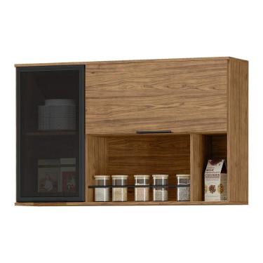 Imagem de Armário Aéreo com Vidro 2 Portas Toscana Espresso Móveis Freijó