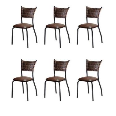 Imagem de Conjunto Com 6 Cadeiras Espanha Ii Marrom 89 Cm - Mais Decor