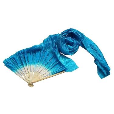 Imagem de EEASSA Ventilador dobrável 1,5 m/1,8 m multicolorido feito à mão dança do ventre dança de seda bambu leques longos véus acessórios decorativos feitos à mão (cor: 1,8m-03)