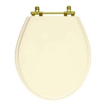 Imagem de Assento Sanitário Poliéster Ravena Creme Ferragem Dourada