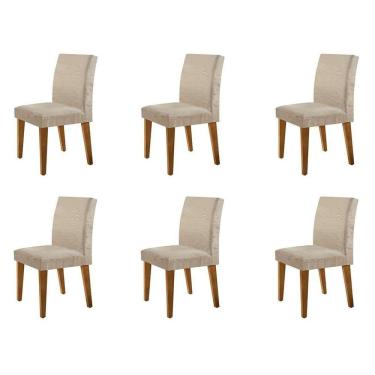 Imagem de conjunto com 6 cadeiras atenas suede amassado chocolate e capuccino