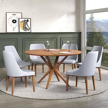Imagem de Conjunto Sala de Jantar Mesa 130cm Redonda Melina com 6 Cadeiras Kelly Casa Contemporânea