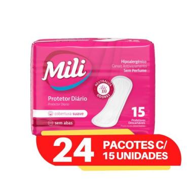Imagem de Protetor Diário Absorvente Mili 24 Pacotes Com 15 Unidades