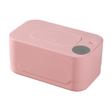 Imagem de harayaa Aquecedor de lenços umedecidos portátil mini temperatura constante silêncio dispensador de lenços umedecidos para bebês display digital para viagens, rosa