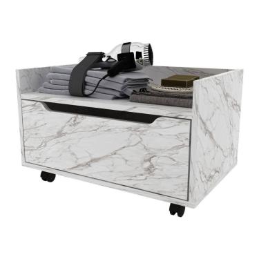 Imagem de Gabinete Banheiro 60cm Com 1 Gaveta E Rodízios Multimóveis Cr10124 Mármore Branco Mármore Branco