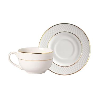 Imagem de Conjunto com 6 Xícaras de Chá com Pires Relevo Gold 250ml