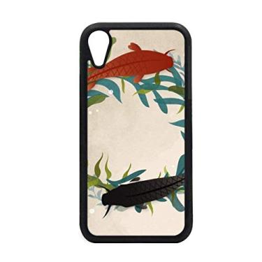 Imagem de Capa para iPhone XR com citação de peixe, imagem de peixe e erva marinha para proteção de telefone Apple