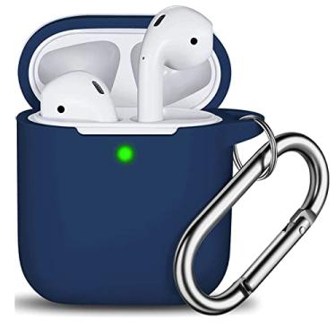 Imagem de ORIbox Capa protetora de silicone com LED visível para AirPods 1 e AirPods 2, capa protetora completa para AirPods para mulheres, homens, meninas e meninos - Azul