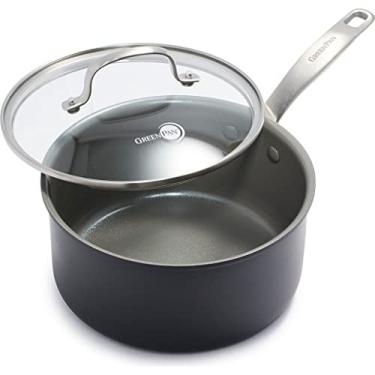 Imagem de GreenPan Chatham Hard Anodizado Saudável Cerâmica Antiaderente, Panela 3QT com tampa, Sem PFAS, Seguro para lava-louças, forno seguro, cinza