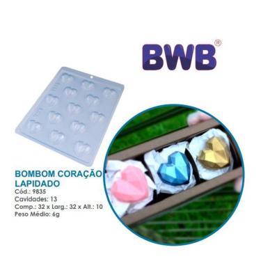 Imagem de Forma coração lapidado simples bombom pascoa bwb 9835 Tradicional Chocolate